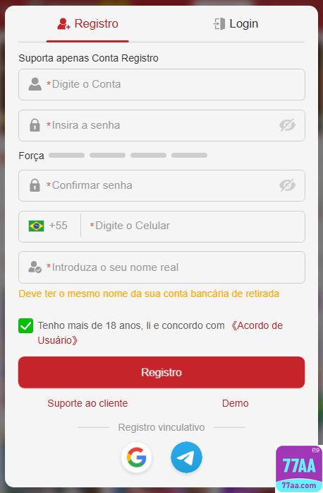 Experiência de Jogos 77aa.com